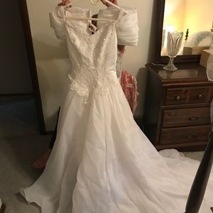 A wedding dress and veil